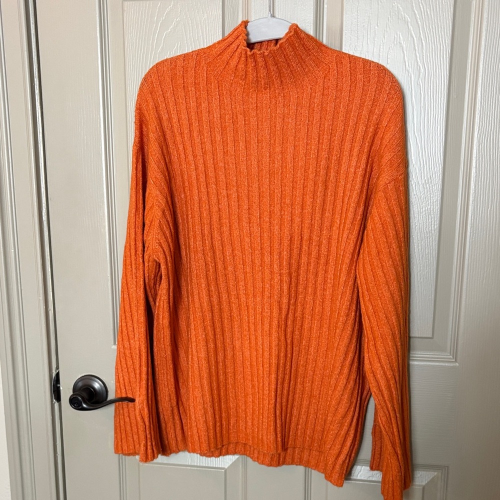 Generation K Orange Ribbed Turtleneck Sweater NWT Sz L